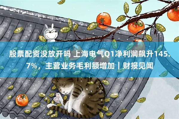 股票配资没放开吗 上海电气Q1净利润飙升145.7%，主营业务毛利额增加｜财报见闻